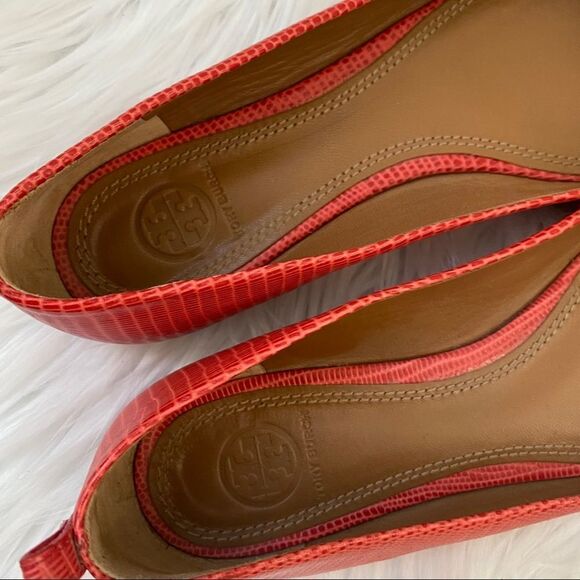 Tory Burch coral Mini Miller lizard flats 7.5 - Picture 6 of 10